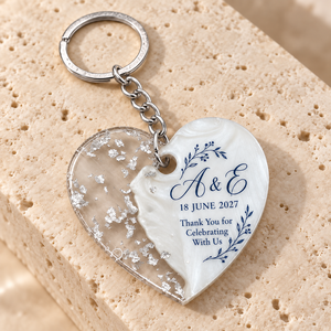 Llavero de Resina Epoxi con Corazón Personalizado en Papel de Aluminio Plateado, Iniciales Personalizadas, Fecha, Boda, Compromiso, Aniversario, Regalos de Agradecimiento para Invitados - Product Image 6