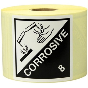 Etiquetas de Embalaje 100x100mm Papel Blanco/Negro Impresión Corrosiva por TRANSPAK - Product Image 1