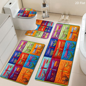 Custom Printed Flannel <b>Bathroom</b> Rug <b>Set</b> for <b>Bathroom</b> Non-Slip Shower Curtain Bath <b>Mat</b> - Product Image 6