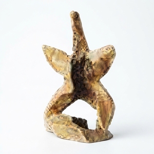 Estatua de estrella de mar de madera hecha a mano, escultura rústica de teca tallada, figura de estrella de mar, pieza de arte decorativa para mesa. - Product Image 1