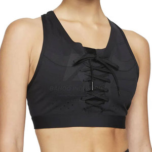 Soutien-gorge de yoga et de fitness pour femmes, style simple, respirant, à maintien élevé, avec logo frontal, rembourré et sans couture, vente en gros - Product Image 3