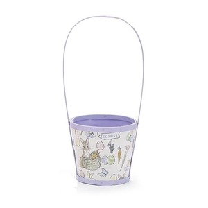 Pattern on the Baskets Different Multi Colours With Handles are of Bunnies Carrots Chicks in a Nest <b>Egg</b> Hunt Signs & Butterflies - Product Image 2