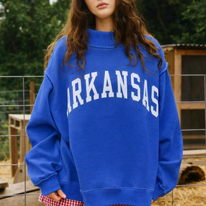 Women's Oversized Mockneck Long Sleeve Winter Autumn Casual Sweatshirt-Front Logo Loose Fit Comfortable Everyday <b>Top</b> - Product Image 6