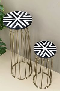 Elegante juego de mesa de metal con tapa de mármol para el hogar, hotel, sala de estar, mesa auxiliar, mesas de color dorado y negro, muebles laterales modernos - Product Image 2