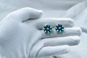 Pendientes hechos a mano Mojave Turquoise Post Stud en Plata de Ley 925 para Mujer - Product Image 4