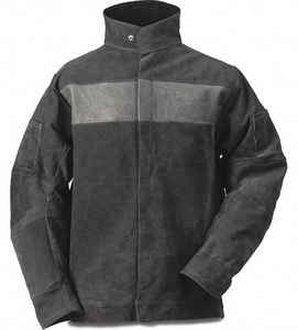 Chaqueta de soldadura de protección industrial, tela de cuero y algodón, ignífuga, resistente, chaqueta de soldadura de alta resistencia - Product Image 1