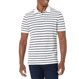 Cetak kustom Logo pakaian olahraga luar ruangan kaus Polo kedatangan baru klasik 4 cara peregangan pria kaus Polo untuk dijual