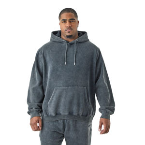 Sudadera con Capucha Oversize Personalizada 100% Algodón Felpa para Hombre, Diseño Vintage con Hombros Caídos, Lavado Ácido, Bordado Estilo Urbano - Product Image 1