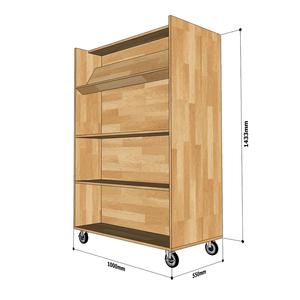 BSS002 Double-Sided <b>Bookshelf</b> System 3m <b>Long</b> Modern Design Style Made Natural Rubber Wood Metal Iron for Living Office Standing - Product Image 5