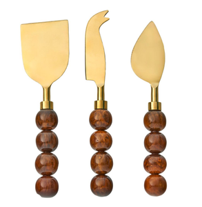 Couteaux décoratifs en acier inoxydable à lame dorée Couteaux à fromage à manche en bois faits à la main Party Restaurant Hotel Multi Purpose - Product Image 3