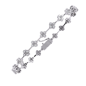 Pulsera de Oro Sólido de 10K/14K Personalizada, Pulsera de Cadena de Tenis, Elegante Diseño de Cuatro Puntas, Pulsera de Diamantes con Certificado IGI para Mujer - Product Image 2