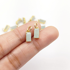 Amuletos con forma de Baguette de piedra natal aguamarina para hacer collares, joyería, colgante chapado en oro para ella, Baguette de piedra natal hecha a mano - Product Image 3
