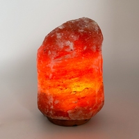 Lampu Garam Himalaya Merah Alami 4-6 kg Cahaya Putih Hangat 15W Lampu Lantai dengan Alas Kayu 15-18 Mq Kapasitas Ionisasi untuk Kesehatan