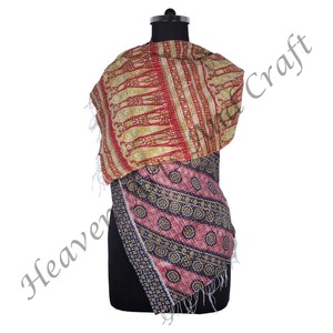 SC1016 Vintage Kantha travail coton écharpe à la main Design à la mode filles partout cousu à la main Style uni longue longueur - Product Image 2