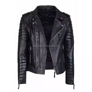 ขายร้อนคุณภาพสูงแฟชั่นผู้ชายสีดําของแท้หนังแกะแจ็คเก็ตผู้ชายแจ็คเก็ตหนังสําหรับผู้ชายโดยเพิ่มสวมใส่ที่กําหนดเองทํา - Product Image 2