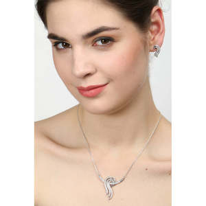 Ensemble de bijoux fins CLARA en argent sterling 925 plaqué rhodium, pendentif Zoe, boucles d'oreilles, collier avec chaîne, cadeau pour femmes et filles - Product Image 5