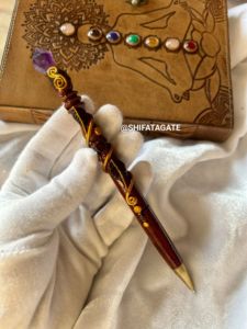 Wholesale Handcrafted <b>Wooden</b> <b>Pen</b> with Natural Amethyst Point | Crystal Wand <b>Pen</b> for Writing, Reiki Healing & Energy Work - Product Image 4