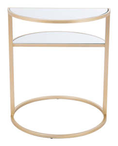 Top vente Table d'appoint au design luxueux Table d'appoint à demi-rond avec cadre en métal en verre pour la décoration de la chambre à coucher du salon - Product Image 6