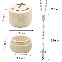 Boîte à souvenirs pour la Sainte Première Communion et le baptême, avec chapelet, design détachable, fabriqué à Indiana, tolérance de dimension de 2,5 pouces, cadeau catholique pour hommes
