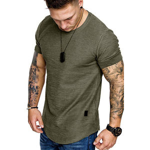 T-shirts d'été pour hommes Muscle Top Gym col en V couleur unie Slim Fit T-shirts à manches courtes t-shirts de couleur personnalisée - Product Image 1