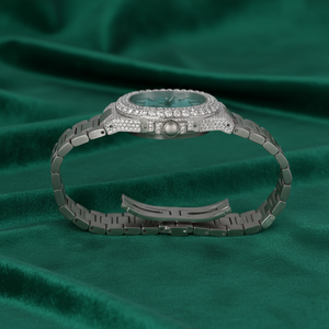 Montre automatique de luxe en moissanite glacée, acier inoxydable, cadran bleu, saphir, étanche, style diamant, pour homme et femme - Product Image 2