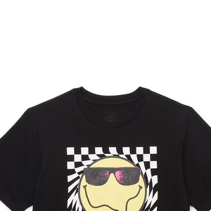 Camiseta de algodón de manga corta con cuello redondo y ajuste holgado para hombre, estilo urbano, con estampado gráfico de personaje alienígena energético y logo frontal con efecto tie-dye. - Product Image 6