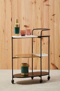 Carro DE SERVICIO DE METAL decorativo con estantes de vidrio, perfecto para casas contemporáneas y áreas de comedor de lujo - Product Image 2