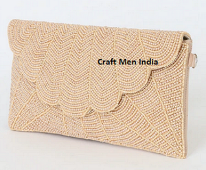 Pochette de soirée perlée à la main avec motif à carreaux abstrait, sac à main élégant pour femme, idéal pour les cadeaux et les événements - Product Image 4