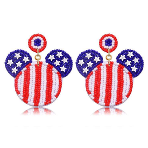 ต่างหูลูกปัดพร้อมโลโก้แบบกำหนดเอง ต่างหูปักลายลูกปัดลายธงชาติพร้อมลายดาว - Product Image 3