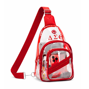 Sac bandoulière transparent Delta Sigma Theta en PVC, sac bandoulière transparent approuvé par la sécurité, sac à bandoulière réglable - Product Image 1