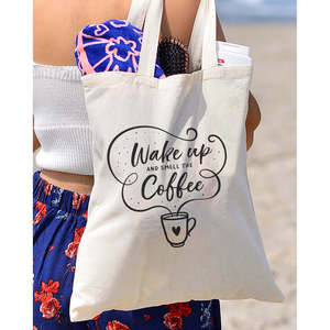 Bolsas de Tela de Algodón con Diseño 'Wake up and Smell the Coffee' para Cafeterías - Product Image 3