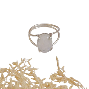 Anillo de promesa clásico de tendencia de plata 925, Plata de Ley 925, piedra preciosa hecha a mano, piedra lunar, Spinner, anillo de regalo de boda, joyería - Product Image 1