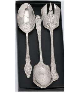 Juego de Cubiertos de Lujo con Relieve, Juego de Cubiertos de Acero Inoxidable Plateado de 3 Piezas con la Más Alta Calidad a Precio Económico al por Mayor - Product Image 5