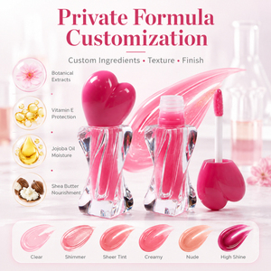 ลิปกลอสแบบหัวใจ แบรนด์ส่วนตัว โลโก้สั่งทำได้ น่ารัก สีชมพูหวานใส  หลอดบิดเกลียว ติดทนนาน  วีแกน รับผลิตแบบ OEM - Product Image 5