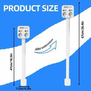 電気ソケット,EUの壁コンセント用エクステンダープラグ適切なベッドサイドテーブルソファの後ろに回転可能長さ調節可能 - Product Image 3