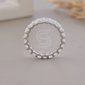 Anillo de Bodas de 3 mm, Anillo de Eternidad Completo, 1.80 CT, Diamante Sintético, Joyería Nupcial, Corte Redondo, Anillos de Perfil Bajo para Damas de Honor - Product Image 5