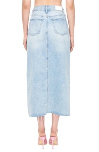 Vente en gros OEM 100% coton Jupe en jean Bouton de mode Jupes fendues irrégulières Taille haute Mi-longueur Sexy Denim Casual Femmes - Product Image 5