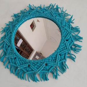Espejo colgante de pared redondo de macramé DE ARTE bohemio de lujo moderno diseño hecho a mano para decoración de boda, hogar y fiesta - Product Image 6