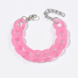 Pulsera de eslabones mate grande con cadena de declaración fluorescente para mujer, brazalete de cadena de eslabones de resina acrílica de Color neón grueso - Product Image 4