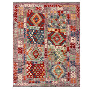 Alfombra Kilim de Maimana, Afganistán, 202 x 158 cm, Juego de Alfombras - Product Image 1