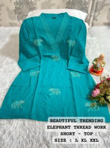 Dernière Tendance Exclusive Nouvelle Arrivée Premium Fil de Coton Romain Travail Kurti Femme Fabricant de Mode au Prix de Gros - Product Image 2