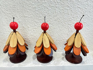 Ensemble de dessous-de-plat en bois pour arbre de Noël, fait à la main, 3 couches, résistant à la chaleur, écologique, taille 25 cm, noyer - Product Image 2