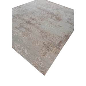 Tapis noué à la main en laine et soie de bambou à motifs abstraits Uvenuti gris et noir - LRB-5003 pour usage domestique - Product Image 2