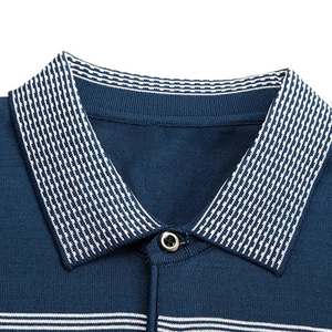 เสื้อยืดคอตตอน100% สำหรับผู้ชายทรงสลิมฟิตสำหรับเสื้อโปโลพิมพ์โลโก้ตามสั่งผ้าถักกันยับ - Product Image 5