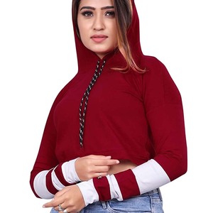Nouvel arrivage Haut court pour femmes de haute qualité Sweats à capuche Top Design Coton Streetwear décontracté Col à capuche Longueur courte pour l'hiver - Product Image 5