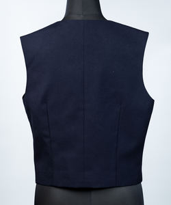 Gilet d'uniforme scolaire sans manches en tissu tissé à col cranté style japonais pour femme, vente en gros, vêtements d'extérieur - Product Image 3