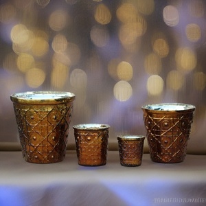 Bougies votives antiques artisanales Art déco en verre de 3 à 5 pouces avec nuages en pointillés, à combustion lente et à combustion longue, décoration d'intérieur unique - Product Image 1