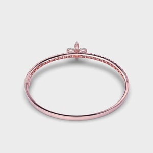 IGI Certified Lab Grown Round & Marquise Cut Diamond Butterfly Bangle in 9K Yellow / White & Rose Gold Designer Bracelet - Product Image 3