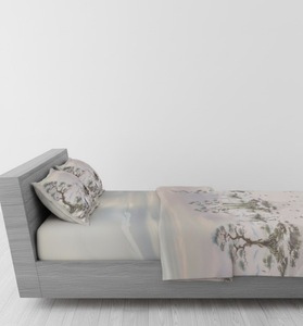 Ensemble de linge de lit en coton biologique 100% uni plié |   Literie portable et durable avec drap plat et taie d'oreiller cousus - Product Image 2