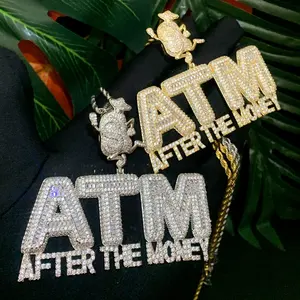 Collier Pendentif ATM 'After the Money' pour Homme, Bijoux Hip Hop de Collection, Qualité Supérieure, entièrement pavé de micro-pavés de Zircon Cubique, en Argent, Cadeau - Product Image 3